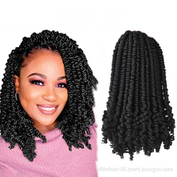 8inches Short Black Brown Bomb Spring Twist Crochet Braiding Hair Pre-twisted Passion Twist Braids Synthetic Hair Extensions